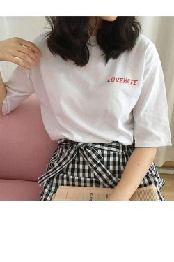 Y2K Grunge Love Hate Shirt - Retro 90s Fashion, Summer Outfits, and Pastel Goth Style