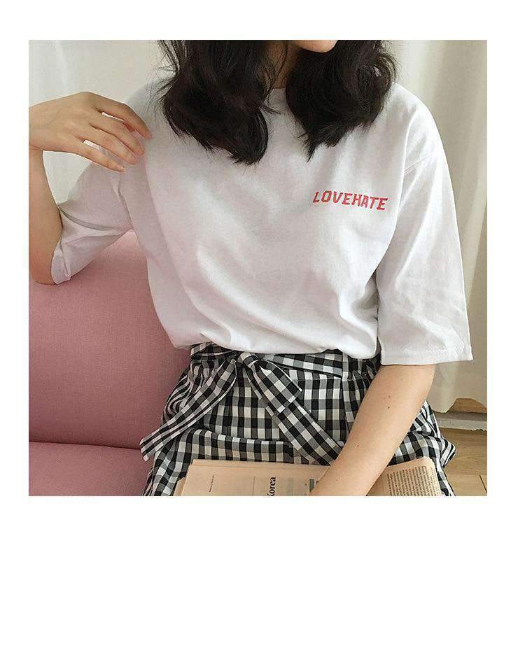 Y2K Grunge Love Hate Shirt - Retro 90s Fashion, Summer Outfits, and Pastel Goth Style