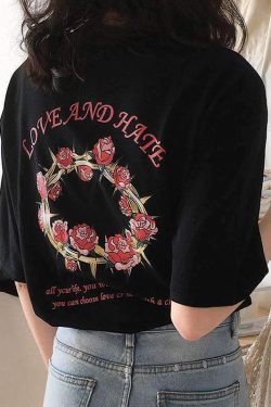Y2K Grunge Love Hate Shirt - Retro 90s Fashion, Summer Outfits, and Pastel Goth Style