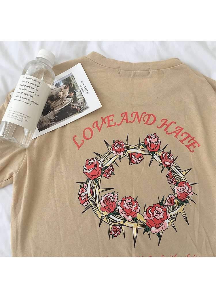 Y2K Grunge Love Hate Shirt - Retro 90s Fashion, Summer Outfits, and Pastel Goth Style