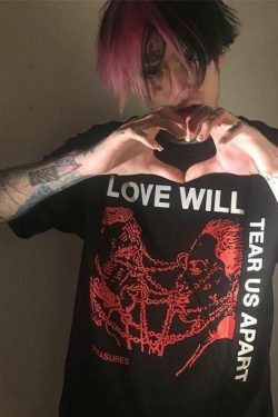 Y2K Grunge Love Will Tear Us Apart Shirt - Retro 90s Fashion, Summer Y2K Outfits, Gothic Style