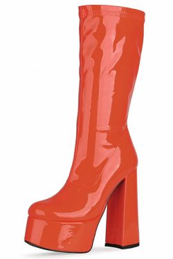 Y2K Grunge Lovecore Shiny Red Boots - Retro 90s Fashion, Y2K Party & Club Outfits