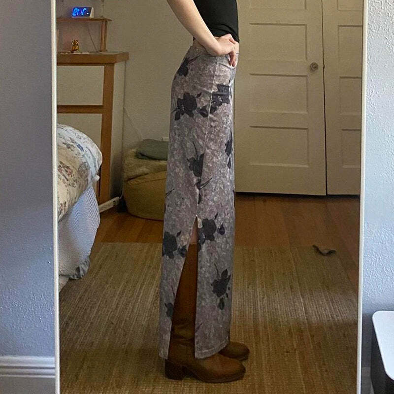 Y2K Grunge Luanna Print Maxi Skirt - Retro 90s Fashion, Summer Y2K Outfits, Pastel Goth
