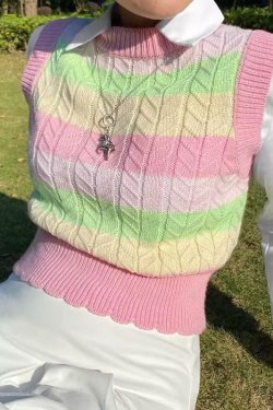 Y2K Grunge Marshmallow Sweater Vest - Retro 90s Fashion, Summer Outfits, and Pastel Goth Style