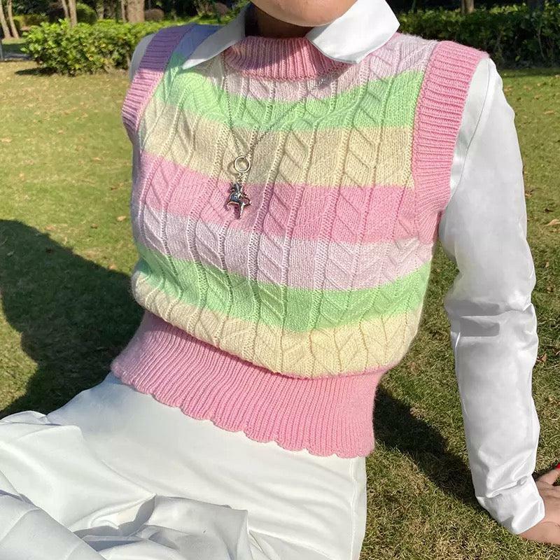 Y2K Grunge Marshmallow Sweater Vest - Retro 90s Fashion, Summer Outfits, and Pastel Goth Style