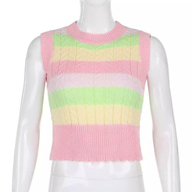 Y2K Grunge Marshmallow Sweater Vest - Retro 90s Fashion, Summer Outfits, and Pastel Goth Style