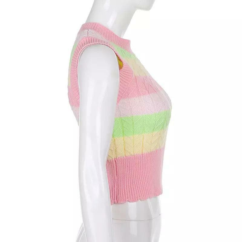 Y2K Grunge Marshmallow Sweater Vest - Retro 90s Fashion, Summer Outfits, and Pastel Goth Style