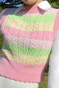 Y2K Grunge Marshmallow Sweater Vest - Retro 90s Fashion, Summer Outfits, and Pastel Goth Style
