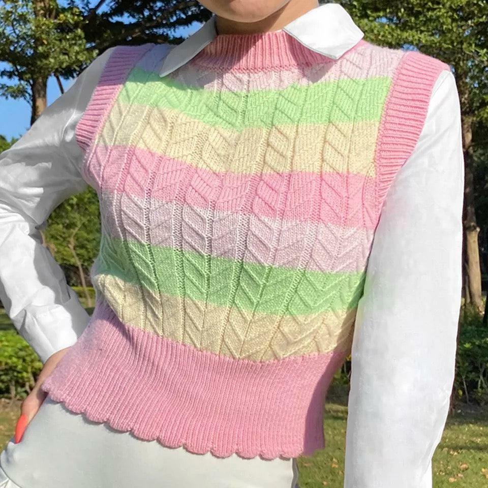 Y2K Grunge Marshmallow Sweater Vest - Retro 90s Fashion, Summer Outfits, and Pastel Goth Style