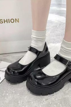 Y2K Grunge Mary Jane Chunky Shoes - Retro 90s Fashion, Gothic Y2K, Summer Y2K Outfits
