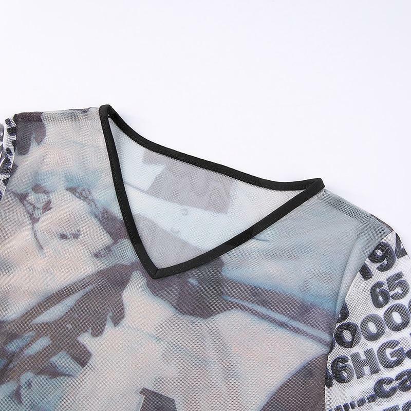 Y2K Grunge Mesh Shirt - Retro 90s Fashion, Gothic Y2K, Summer Outfits, Y2K Party & Club Wear
