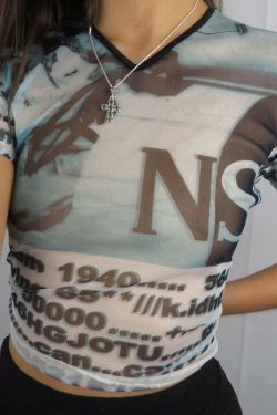 Y2K Grunge Mesh Shirt - Retro 90s Fashion, Gothic Y2K, Summer Outfits, Y2K Party & Club Wear