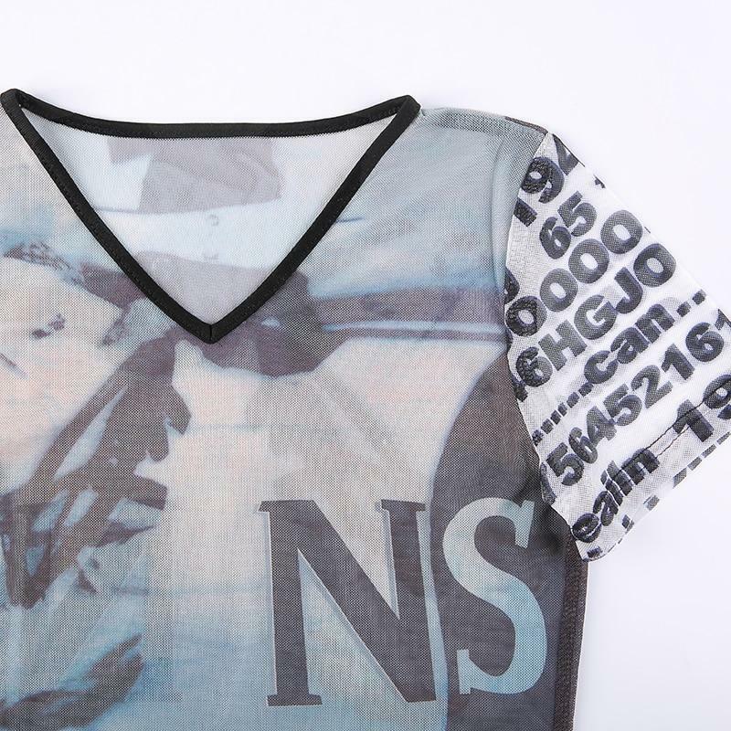 Y2K Grunge Mesh Shirt - Retro 90s Fashion, Gothic Y2K, Summer Outfits, Y2K Party & Club Wear