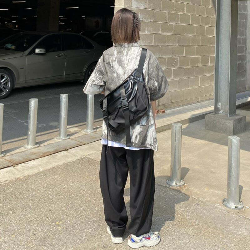Y2K Grunge Messenger Bag - Perfect for 90s Outfits, Y2K Summer, and Retro Style