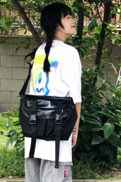 Y2K Grunge Messenger Bag - Perfect for 90s Outfits, Y2K Summer, and Retro Style
