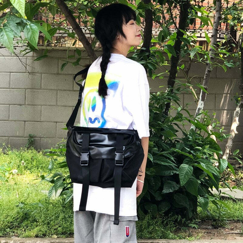 Y2K Grunge Messenger Bag - Perfect for 90s Outfits, Y2K Summer, and Retro Style
