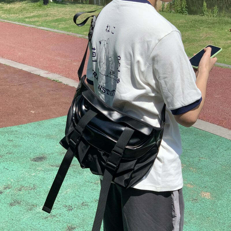Y2K Grunge Messenger Bag - Perfect for 90s Outfits, Y2K Summer, and Retro Style
