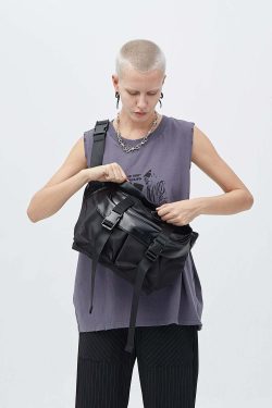 Y2K Grunge Messenger Bag - Perfect for 90s Outfits, Y2K Summer, and Retro Style