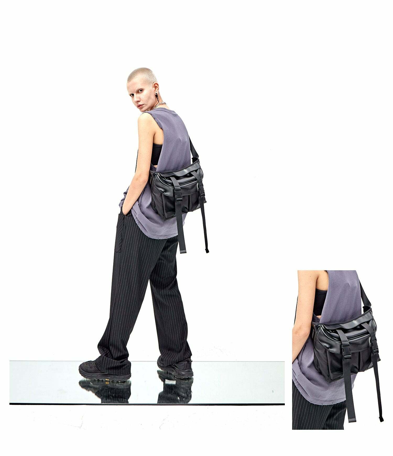 Y2K Grunge Messenger Bag - Perfect for 90s Outfits, Y2K Summer, and Retro Style