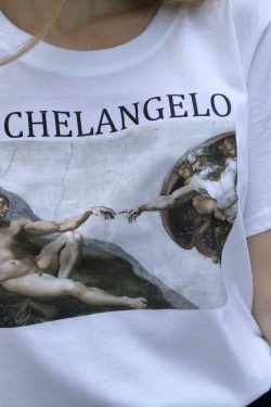 Y2K Grunge Michelangelo Sistine T-Shirt - Retro 90s Fashion, Summer Y2K Outfits, Gothic Y2K