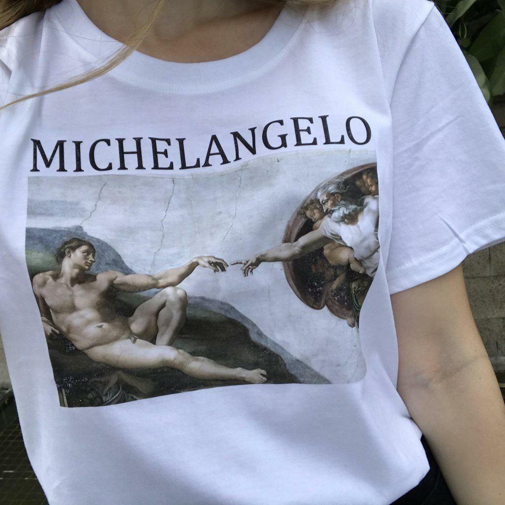 Y2K Grunge Michelangelo Sistine T-Shirt - Retro 90s Fashion, Summer Y2K Outfits, Gothic Y2K