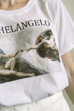 Y2K Grunge Michelangelo Sistine T-Shirt - Retro 90s Fashion, Summer Y2K Outfits, Gothic Y2K