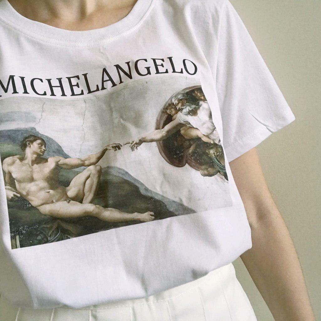 Y2K Grunge Michelangelo Sistine T-Shirt - Retro 90s Fashion, Summer Y2K Outfits, Gothic Y2K