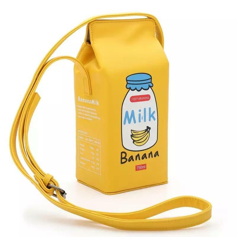 Y2K Grunge Milk Carton Shoulder Bag - Retro 90s Fashion, Pastel Goth, Y2K Popstar Style