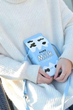 Y2K Grunge Milk Carton Shoulder Bag - Retro 90s Fashion, Pastel Goth, Y2K Popstar Style