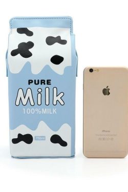 Y2K Grunge Milk Carton Shoulder Bag - Retro 90s Fashion, Pastel Goth, Y2K Popstar Style