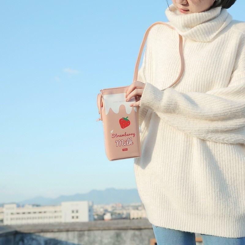 Y2K Grunge Milk Carton Shoulder Bag - Retro 90s Fashion, Pastel Goth, Y2K Popstar Style