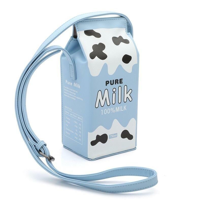 Y2K Grunge Milk Carton Shoulder Bag - Retro 90s Fashion, Pastel Goth, Y2K Popstar Style