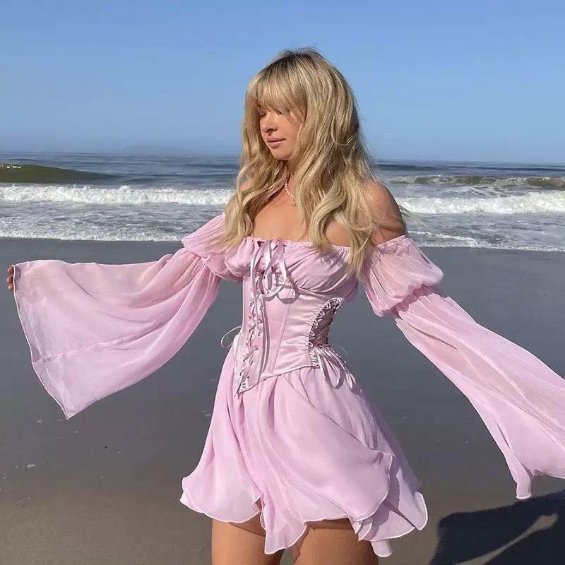 Y2K Grunge Mimosa Mini Corset Dress - 90s Fashion, Retro Summer Outfit, Gothic Y2K Style