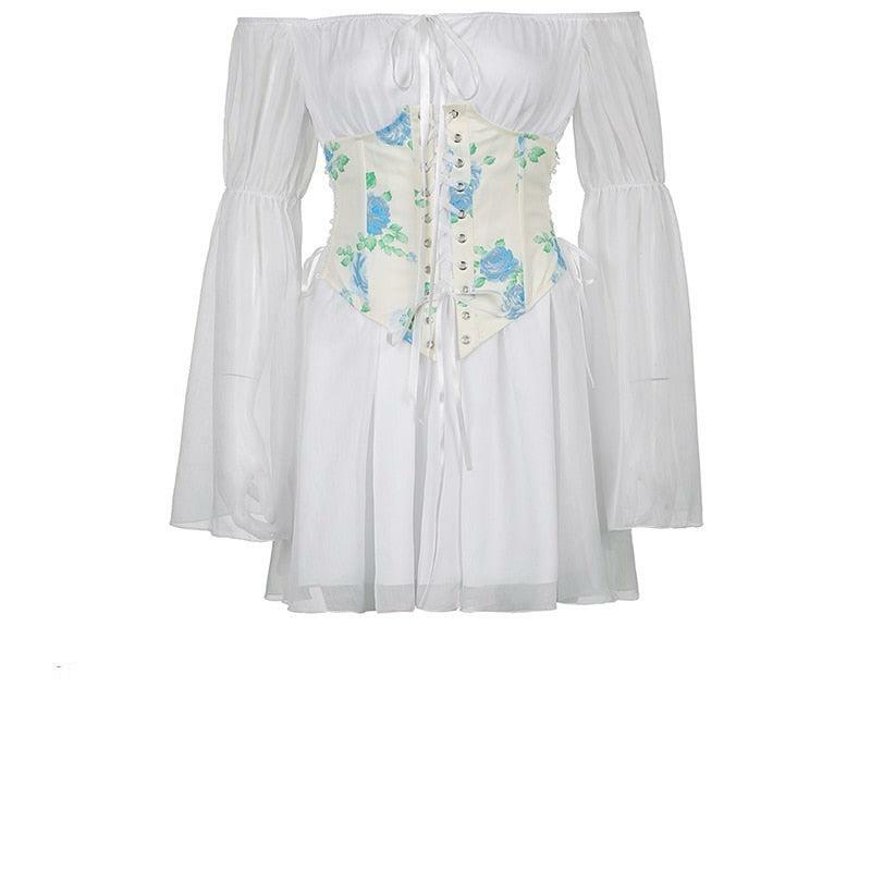 Y2K Grunge Mimosa Mini Corset Dress - 90s Fashion, Retro Summer Outfit, Gothic Y2K Style