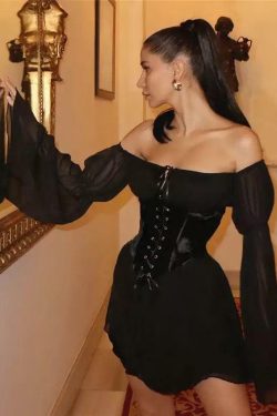Y2K Grunge Mimosa Mini Corset Dress - 90s Fashion, Retro Summer Outfit, Gothic Y2K Style