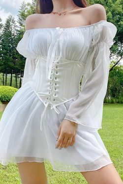 Y2K Grunge Mimosa Mini Corset Dress - 90s Fashion, Retro Summer Outfit, Gothic Y2K Style