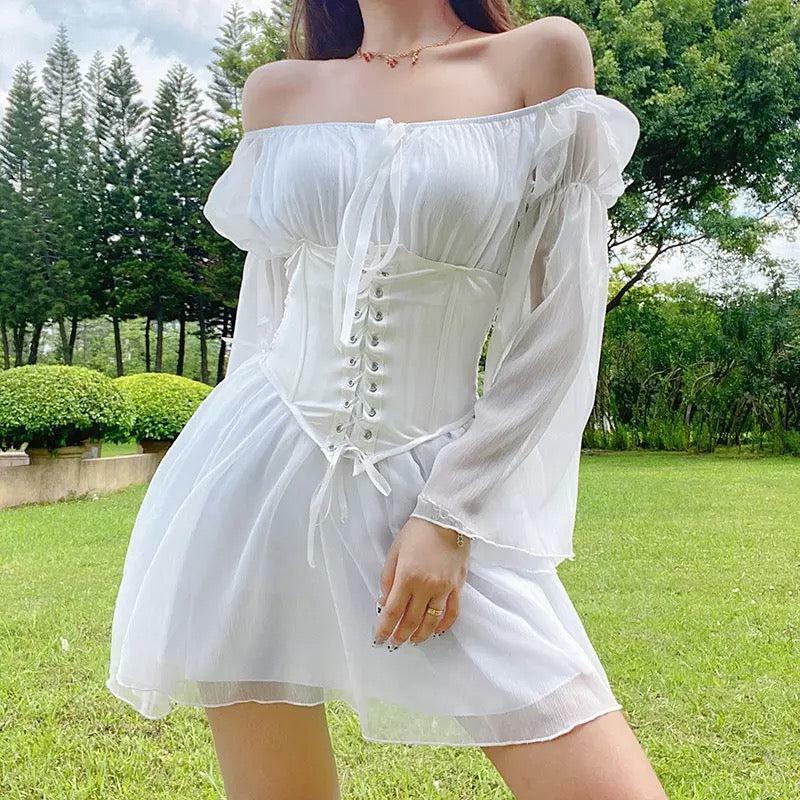 Y2K Grunge Mimosa Mini Corset Dress - 90s Fashion, Retro Summer Outfit, Gothic Y2K Style