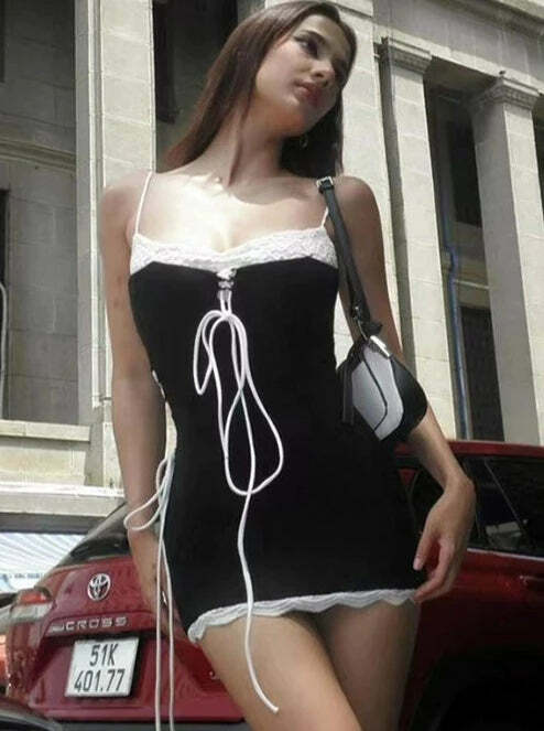 Y2K Grunge Mini Dress - 90s Summer Outfit, Retro Style, Pastel Goth, Y2K Party & Club Fashion