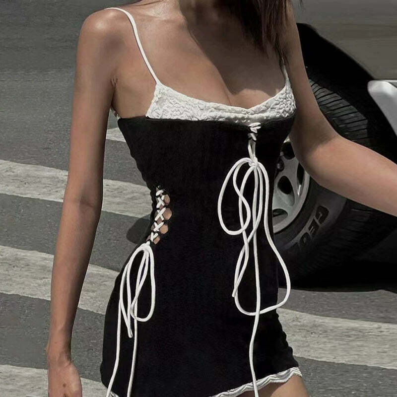 Y2K Grunge Mini Dress - 90s Summer Outfit, Retro Style, Pastel Goth, Y2K Party & Club Fashion