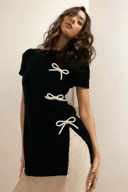 Y2K Grunge Minka Bow Detail Mini Dress - 90s Summer Outfit, Retro Style, Pastel Goth Fashion