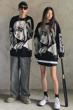 Y2K Grunge Misa Sweatshirt - 90s Retro Style, Gothic Y2K, Summer & Party Outfits
