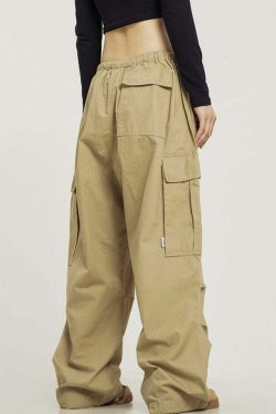 Y2K Grunge Monochrome Baggy Cargo Pants - 90s Retro Style, Y2K Summer & Club Outfits