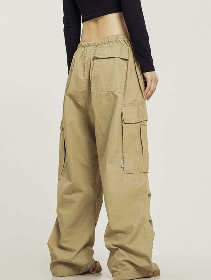 Y2K Grunge Monochrome Baggy Cargo Pants - 90s Retro Style, Y2K Summer & Club Outfits