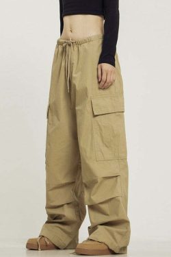 Y2K Grunge Monochrome Baggy Cargo Pants - 90s Retro Style, Y2K Summer & Club Outfits
