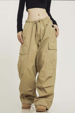 Y2K Grunge Monochrome Baggy Cargo Pants - 90s Retro Style, Y2K Summer & Club Outfits