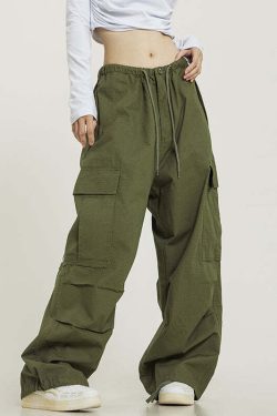 Y2K Grunge Monochrome Baggy Cargo Pants - Retro 90s Fashion, Summer Y2K Outfits
