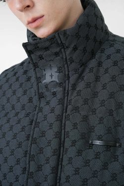 Y2K Grunge Monogram Print Puffer Vest - Retro 90s Summer Outfit, Y2K Club & Party Fashion