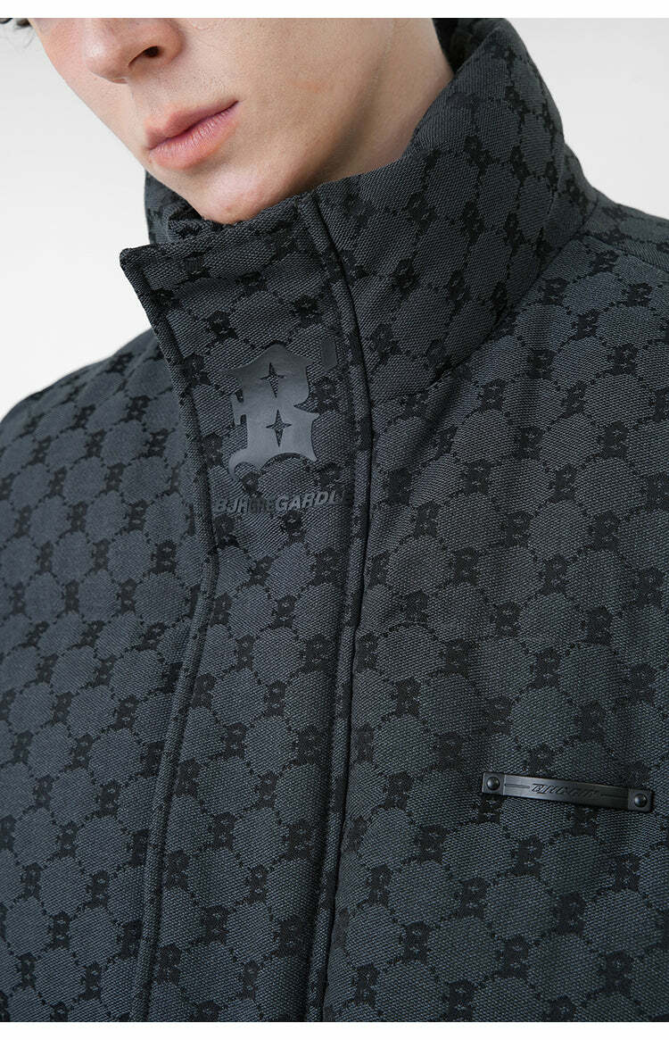 Y2K Grunge Monogram Print Puffer Vest - Retro 90s Summer Outfit, Y2K Club & Party Fashion