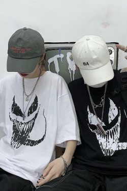 Y2K Grunge Monster Face Shirt - 90s Retro Summer Outfit, Y2K Party & Club Fashion