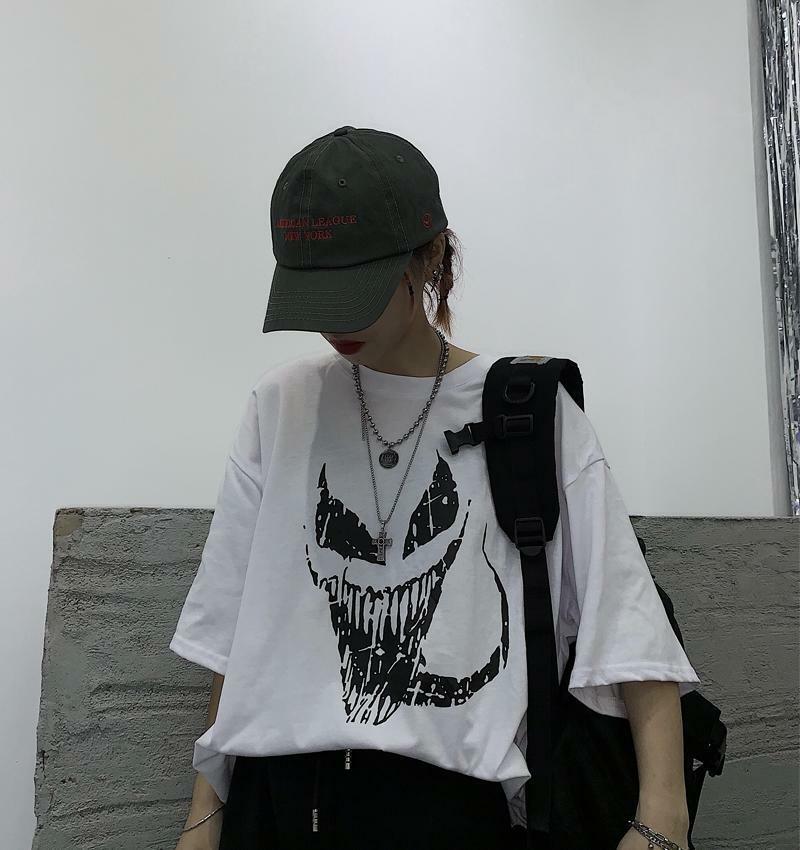 Y2K Grunge Monster Face Shirt - 90s Retro Summer Outfit, Y2K Party & Club Fashion